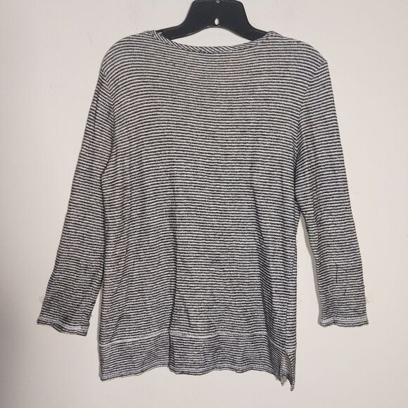 EUC Lilla P Black & White Striped 3/4 Sleeve Top Casual Pullover Sweater Size S - Picture 5 of 11
